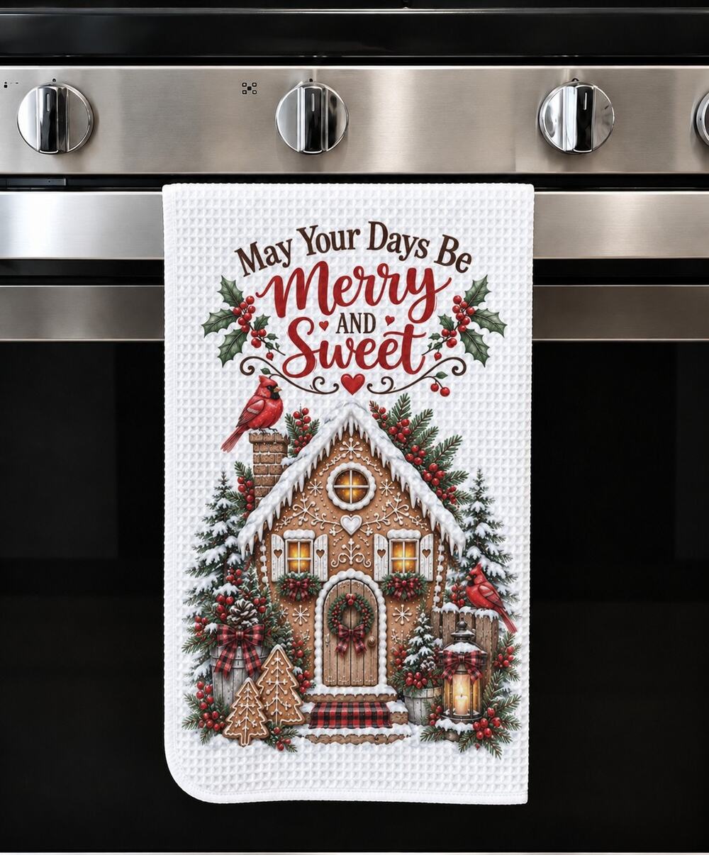 May Your Days Be Merry & Sweet Christmas Gingerbread Kitchen Towel Holiday Decor